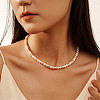 6mm Round Shell Pearl Beaded Necklaces NJEW-L125-009P-01-3