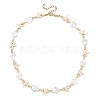 Ocean Synthetic Turquoise Starfish & Natural Baroque Keshi Pearl Star Beaded Necklaces for Women NJEW-JN06314-2