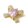 Rack Plating Brass Micro Pave Pink Cubic Zirconia Pendants KK-H463-10G-02-2