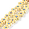 Handmade Flower Printed Polymer Clay Beads Strands X-CLAY-M003-07C-1