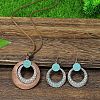 Bohemian Alloy & Wood Pendant Necklaces & Dangle Earrings Sets WG8FC17-03-2