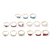 3Pcs Natural Mixed Stone Bead Finger Ring RJEW-JR00855-2