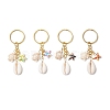 Synthetic Turquoise with Natural Mixed Cowrie Shell Keychain KEYC-JKC01266-2