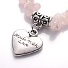 Natural Rose Quartz & Alloy Heart Pendant Necklaces and Charm Bracelets Jewelry Sets For Valentine's Day SJEW-JS00845-01-2