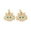 Brass Micro Pave Green Cubic Zirconia Charms CU-E003-18G-10-1