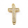 Rack Plating Brass Micro Pave Clear Cubic Zirconia Connector Charms KK-G458-06G-1