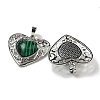 Synthetic Malachite Peach Love Heart Pendants G-G158-01T-2