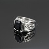 Rectangle 304 Stainless Steel with Cubic Zirconia Finger Rings for Men FS-WG909F6-15-1