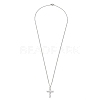 Brass Micro Pave Clear Zirconia Cross Pendant Necklaces NJEW-M211-05A-P-5
