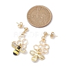 Brass and Alloy Bees & Honeycomb Stud Earrings EJEW-TA00489-3