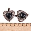Natural Obsidian Peach Love Heart Pendants G-G158-01-13-3