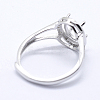 Anti-Tarnish Rhodium Plated 925 Sterling Silver Finger Ring Components STER-G027-13P-3