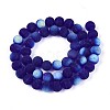 Frosted Transparent Glass Beads Strands GLAA-T032-T8mm-MBB15-2