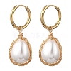 Electroplate Shell Pearl Hoop Dangle Earrings for Women EJEW-JE07266-4