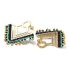 Woven Glass & Brass Beaded Triangle Dangle Stud Earrings with Vacuum Plating 304 Stainless Steel Pins EJEW-A105-03G-2