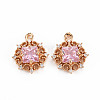 Rack Plating Brass Micro Pave Clear Cubic Zirconia Pendants KK-T060-61-RS-2