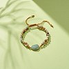 Teardrop Natural Green Aventurine Braided Bead Bracelet BJEW-JB08116-03-2