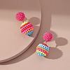 Resin Waxberry Round Ball Dangle Stud Earrings EJEW-O073-01G-3
