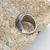 304 Stainless Steel with Natural Black Agate Finger Rings FS-WG67565-01-2