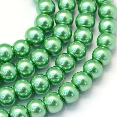 Baking Paint Pearlized Glass Pearl Round Bead Strands X-HY-Q003-6mm-69-1