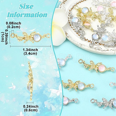 18Pcs 6 Colors Alloy & Glass Butterfly Connector Charms FIND-YW0011-89-1