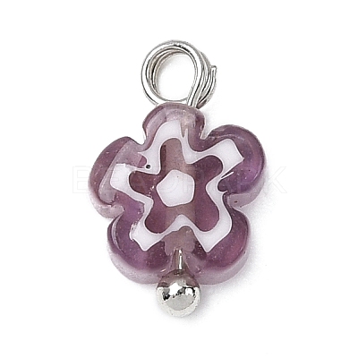 Handmade Millefiori Glass Charms PALLOY-JF04572-02-1