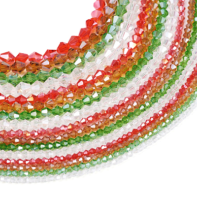16 Strands 16 Style Christmas Theme Transparent Electroplate Glass Beads Strands EGLA-TA0001-25-1
