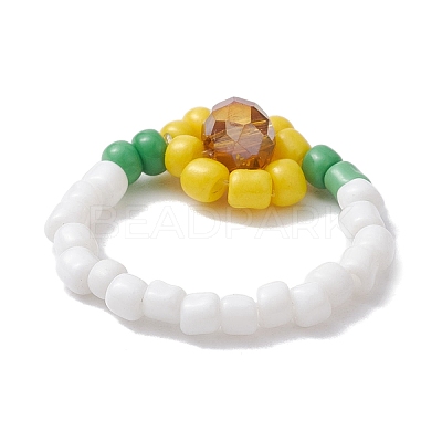 3Pcs 3 Style Glass Seed Beaded Stretch Rings RJEW-JR00658-1
