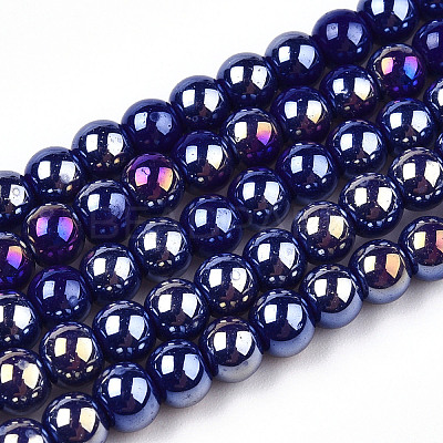 Electroplate Opaque Glass Beads Strands GLAA-T032-P4mm-AB03-1