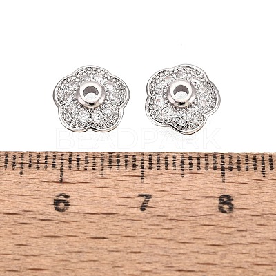 Brass Micro Pave Clear Cubic Zirconia Bead Caps KK-Q071-15P-02-1