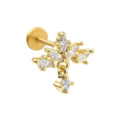 Stainless Steel Micro Pave Clear Cubic Zirconia Cartilage Earrings for Women Men WG39C06-11-1