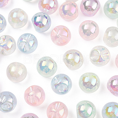 UV Plating Rainbow Iridescent Acrylic Beads OACR-P015-04B-1