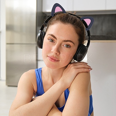 1 Pair Silicone Cat Ear Headphones Decorations DIY-CP0013-62B-1