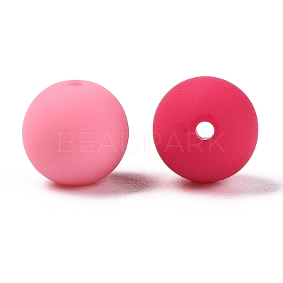 Rubberized Style Imitated Silicone Acrylic Beads MACR-T048-01B-15-1
