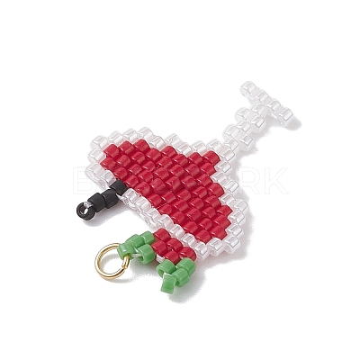 6Pcs 6 Colors Glass Seed Beaded Pendants PALLOY-MZ00913-1