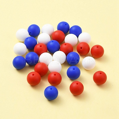 30Pcs 3 Colors Silicone Beads Round Rubber Bead 15MM Loose Spacer Beads for DIY Supplies Jewelry Keychain Making SIL-FS0001-01B-1