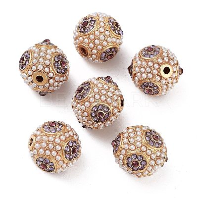Golden Plated Alloy Rhinestone Beads FIND-E046-14G-04-1