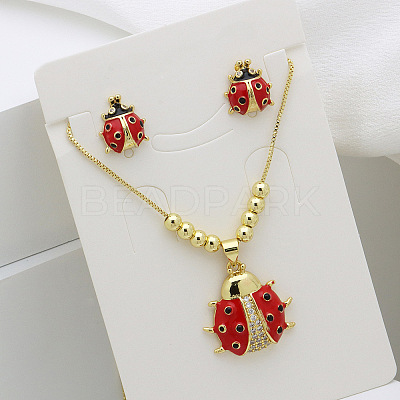 Alloy Enamel Pendant Necklaces & Stud Earrings Sets FS-WGCD19A-01-1