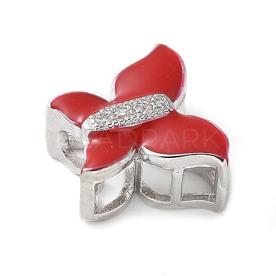 Brass Micro Pave Clear Cubic Zirconia Silde Charms KK-C086-02P-02-1
