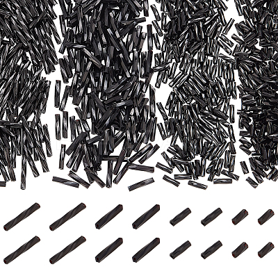 1600Pcs 4 Styles Glass Twisted Bugle Beads SEED-PH0002-09A-1