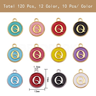 120Pcs 12 Colors Golden Plated Alloy Charms ENAM-SZ0001-64Q-1