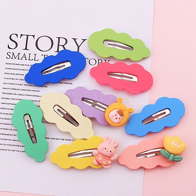 Cute Cream Color Leaf Shape Alloy Snap Hair Clips OHAR-PW0003-094-1