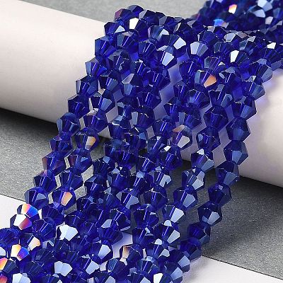 Transparent Electroplate Glass Beads Strands GLAA-F029-3mm-A06-1