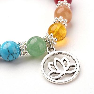 Gemstone Bead Charm Bracelets BJEW-JB02600-03-1