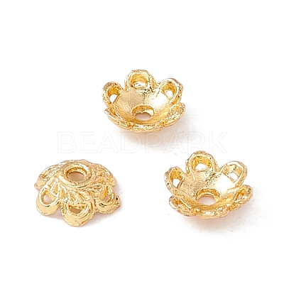 6-Petal Brass Bead Caps KK-A162-03G-1