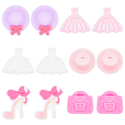 12Pcs 6 Style Food Grade Eco-Friendly Silicone Focal Beads SIL-SC0001-30-1