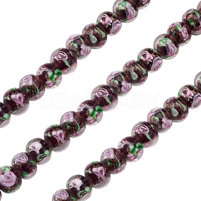 1 Strand Handmade Lampwork Inner Flower Rondelle Beads Strands LAMP-TA0002-72B-1