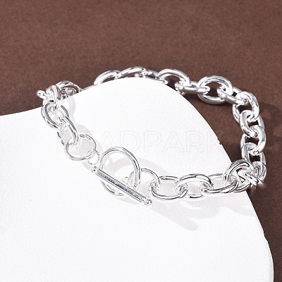 304 Stainless Steel Cable Chains Bracelets for Women Men BJEW-P376-02S-1
