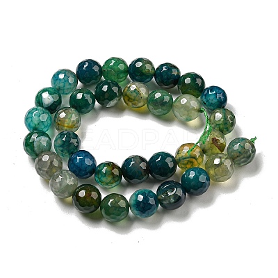 Faceted Natural Dragon Veins Agate Beads Strands G-F447-12mm-P04-1