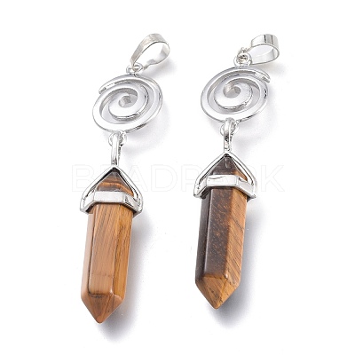 Natural Tiger Eye Pointed Big Pendants G-D0021-01P-23-1
